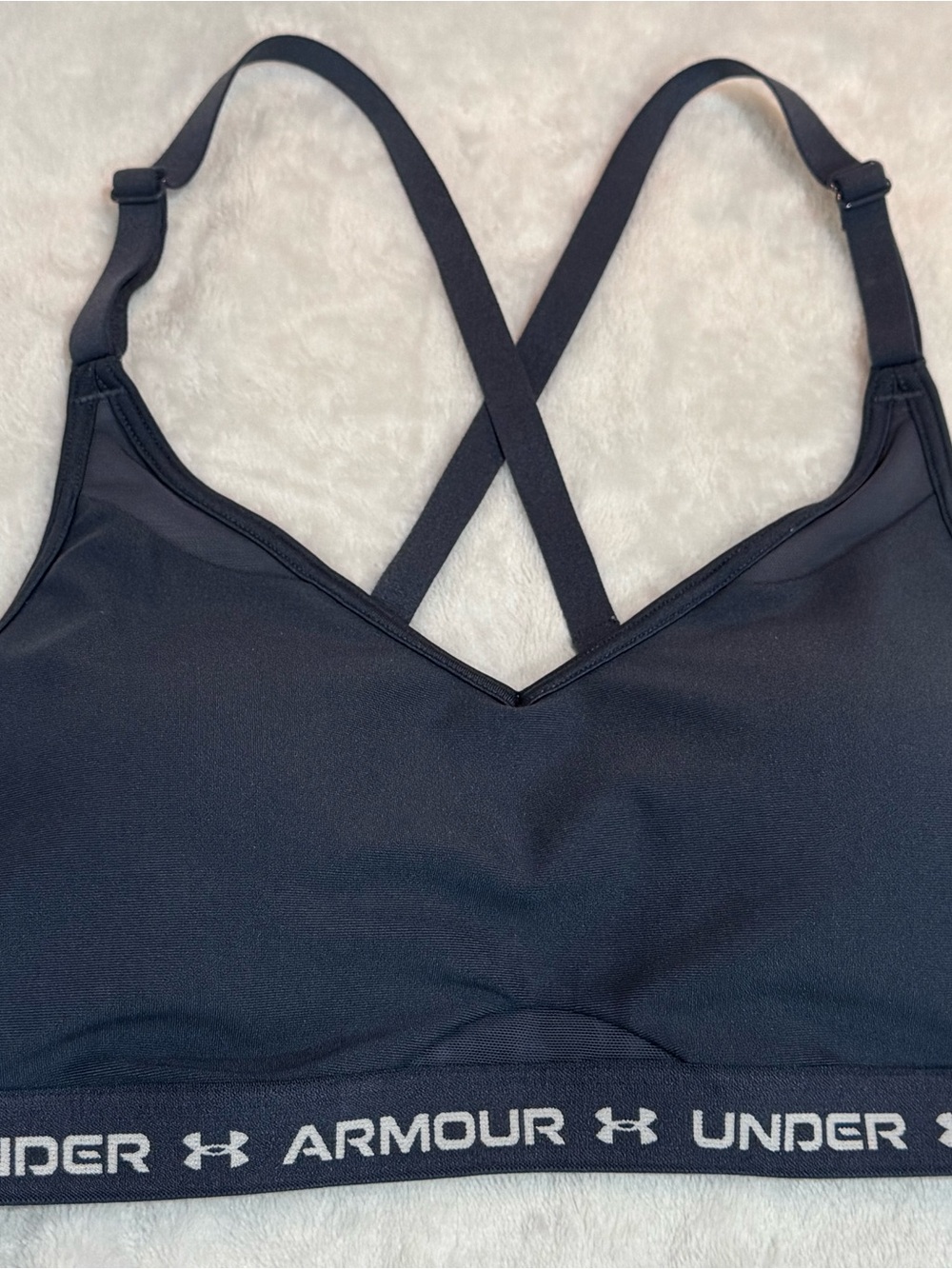 Under Armour Black Cross-Back Logo Elastic Sports Bra